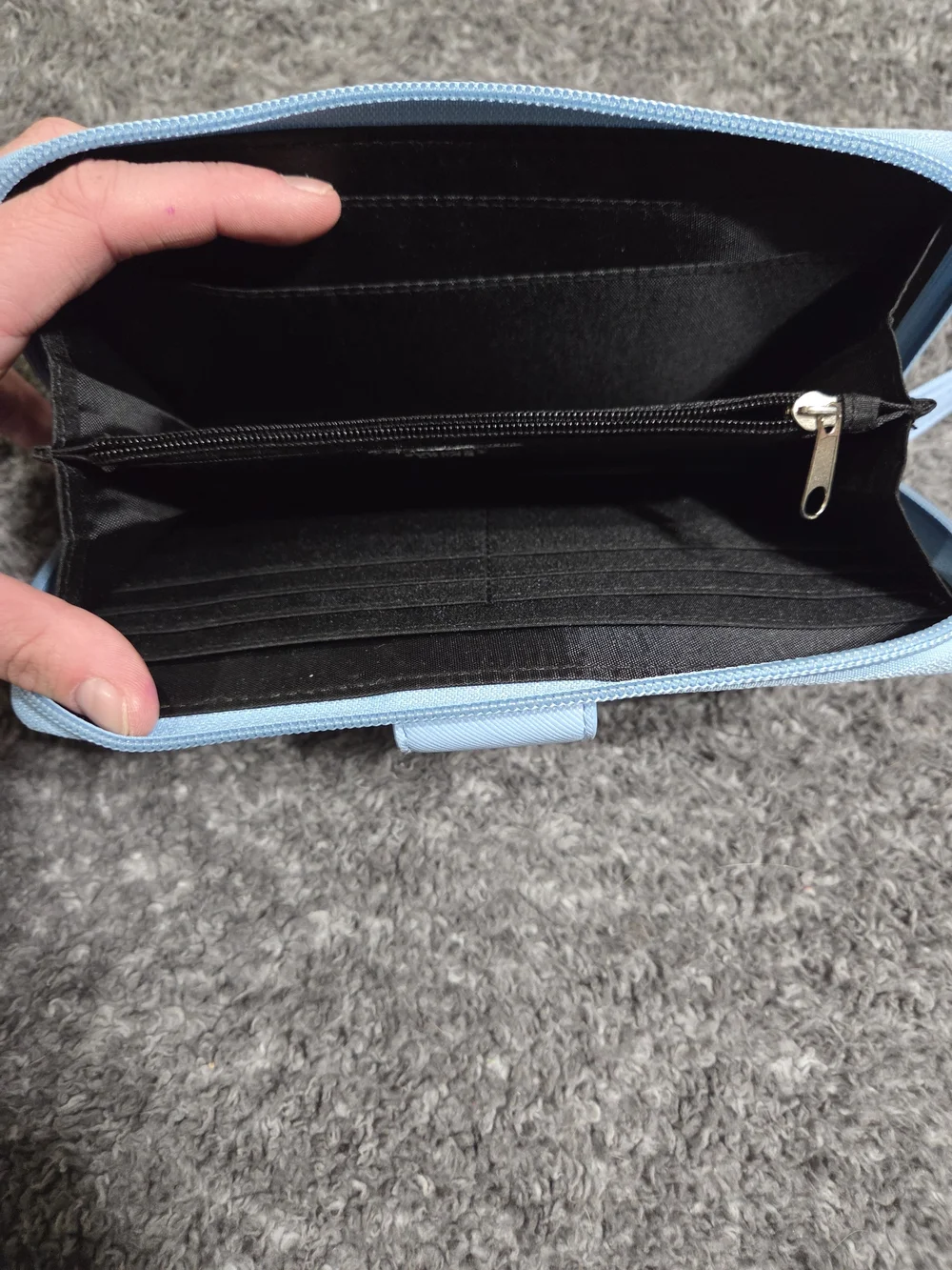 Tahari Light Blue Zip-Around Wallet with Snap Tab